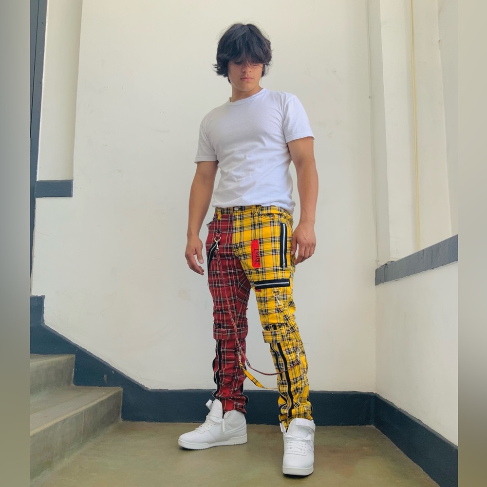 Men’s Tripp Red Yellow Black White Navy Plaid Pants